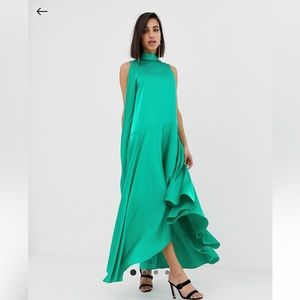 Asos design sleeveless scarf neck satin midi dress size 14